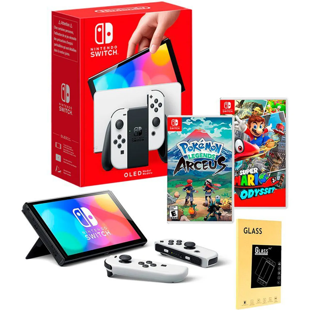 NINTENDO - Consola Nintendo Switch Oled Blanco Pokemon ArcuesMario OdysseyMica.