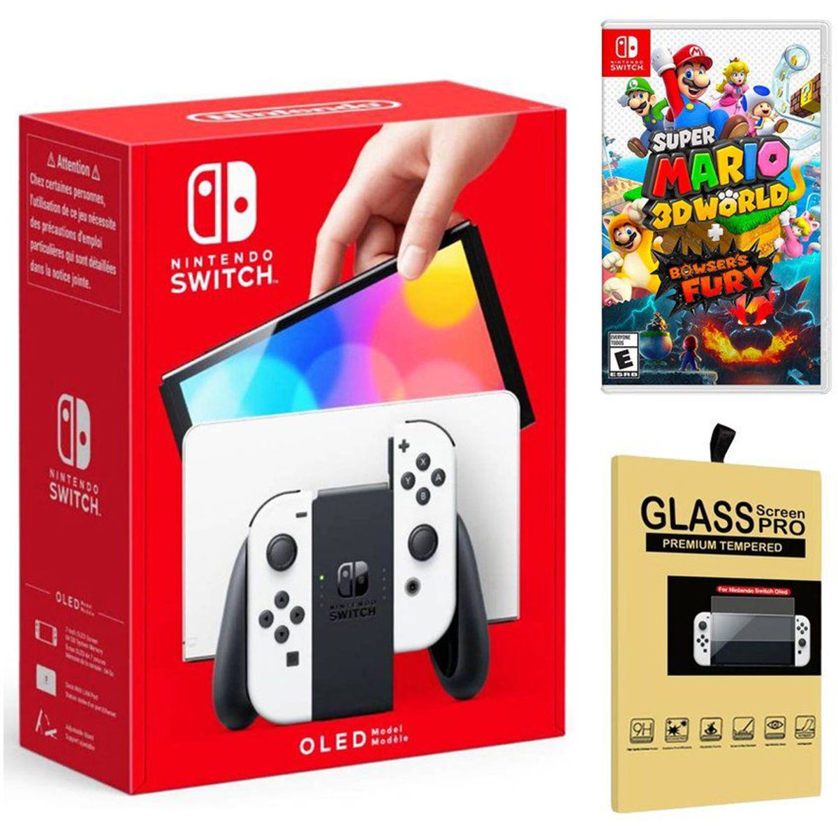 NINTENDO - Consola Nintendo Switch Oled Blanco  Mario 3D World Bowser Fury Mica.