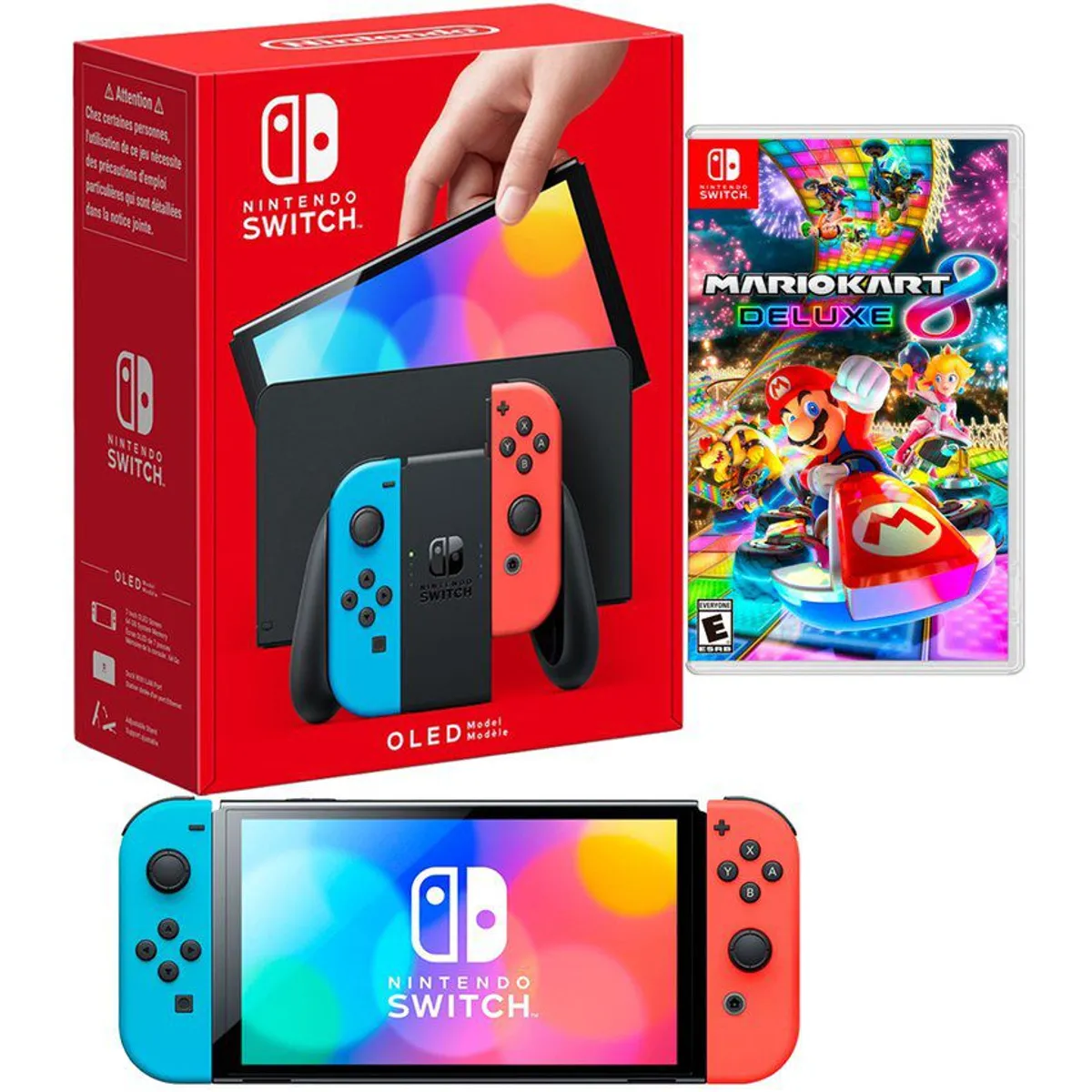 NINTENDO - Consola Nintendo Switch Oled Neón + Mario Kart 8 Deluxe.