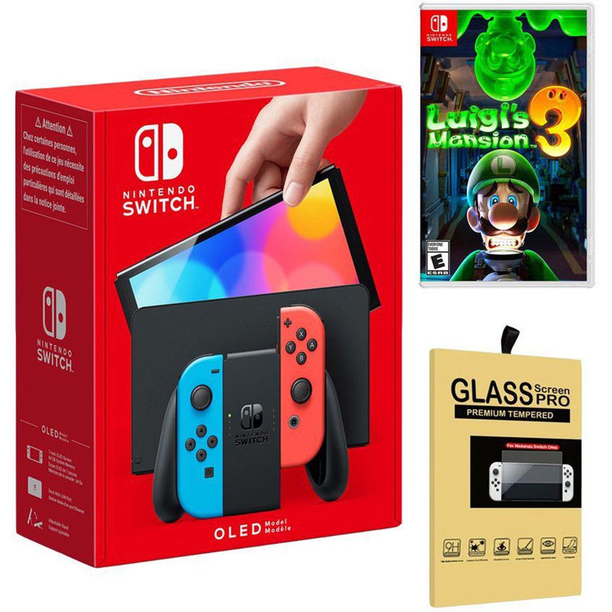 NINTENDO - Consola Nintendo Switch Oled Neón + Luigis Mansion 3 + Mica.