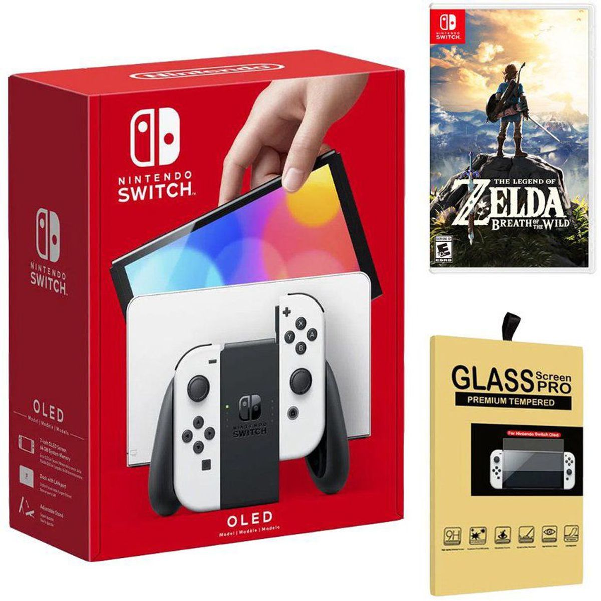 Nintendo - Consola Nintendo Switch Oled Blanco  Zelda Breath of the Wild  Mica.
