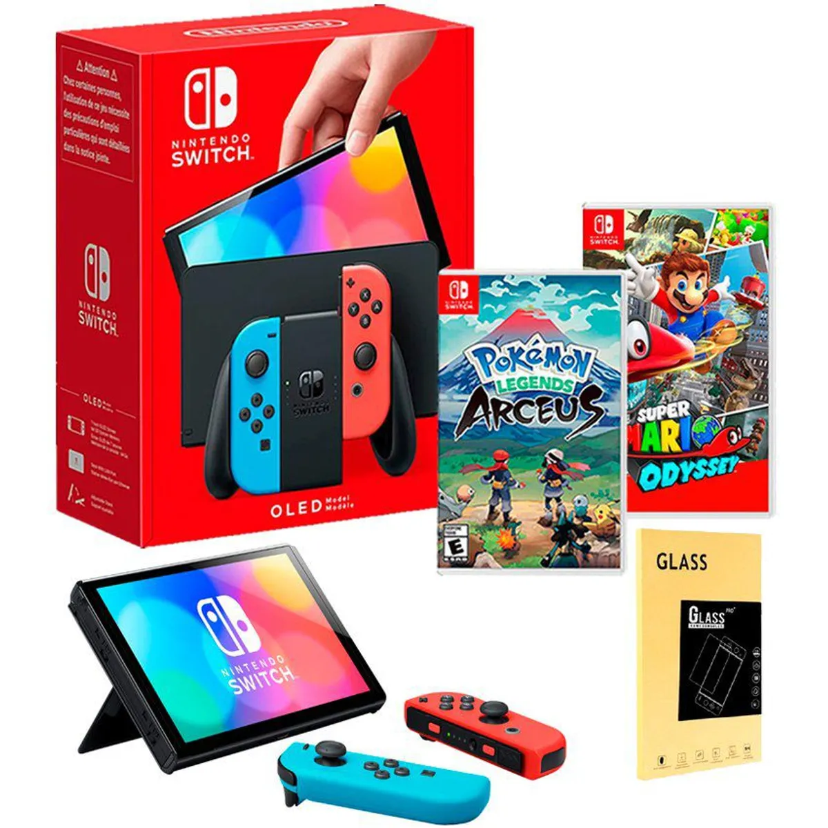 NINTENDO - Consola Nintendo Switch Oled Neon Pokemon Arcues Mario Odyssey Mica.
