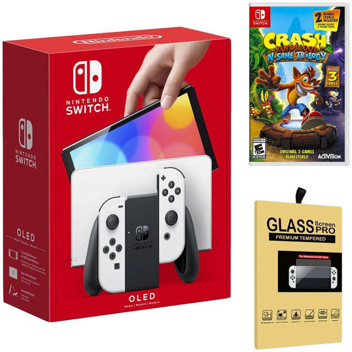 NINTENDO - Consola Nintendo Switch Oled Blanco  Crash Bandicoot Trilogy  Mica.