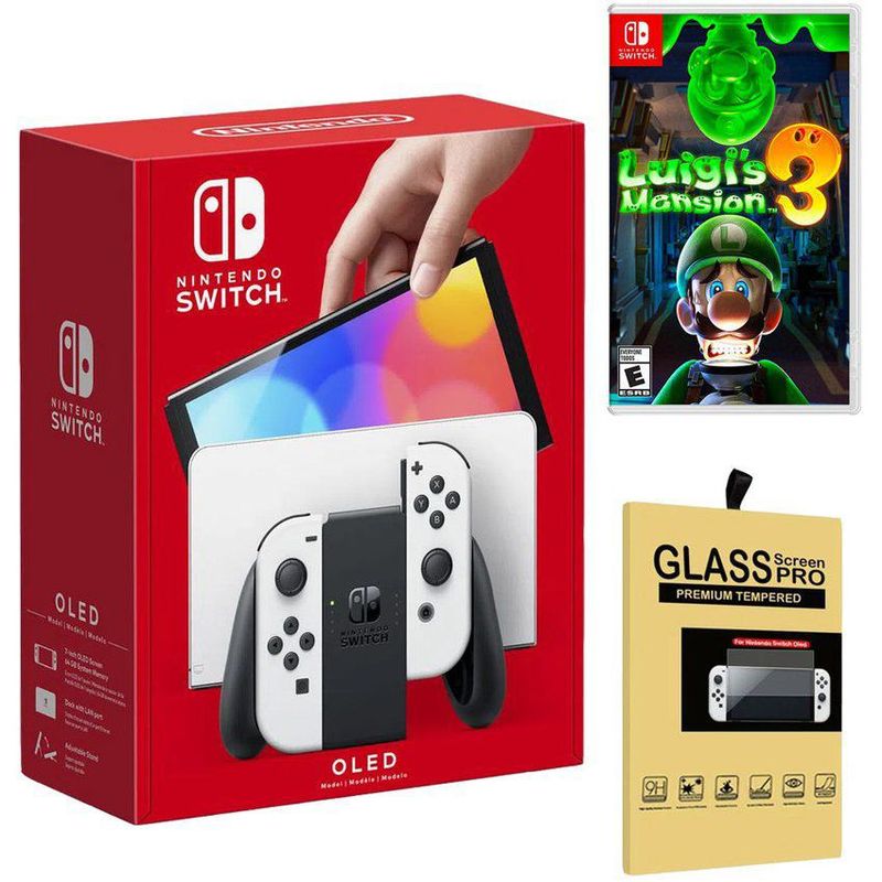 NINTENDO - Consola Nintendo Switch Oled Blanco + Luigis Mansion 3 + Mica.