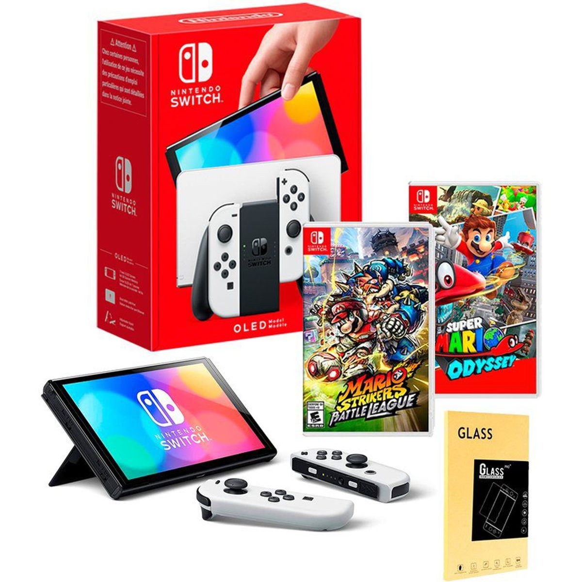 NINTENDO - Consola Nintendo Switch Oled B  Mario Odyssey  Mario Strikers  Mica.