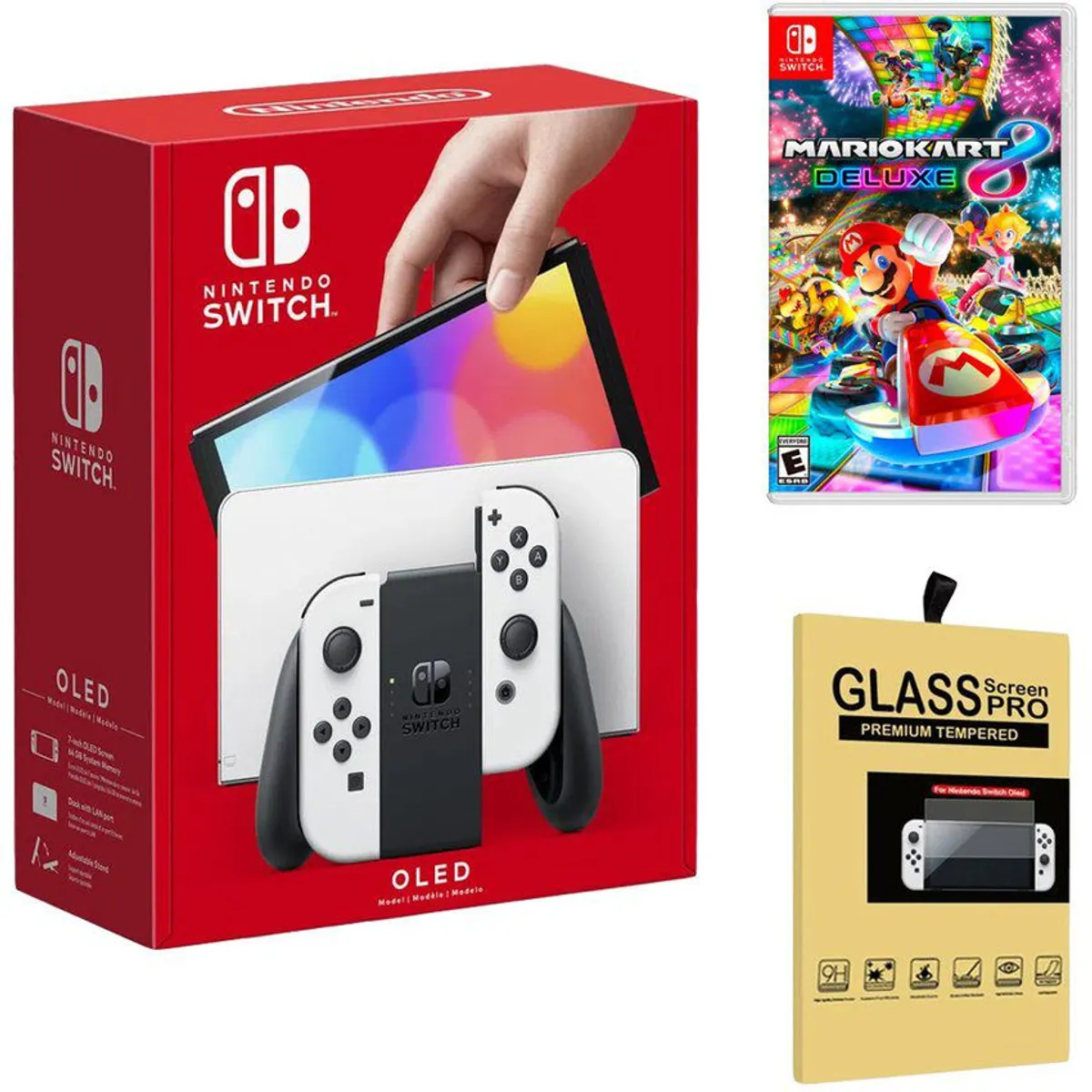 NINTENDO - Consola Nintendo Switch Oled Blanco + Mario Kart 8 Deluxe + Mica.