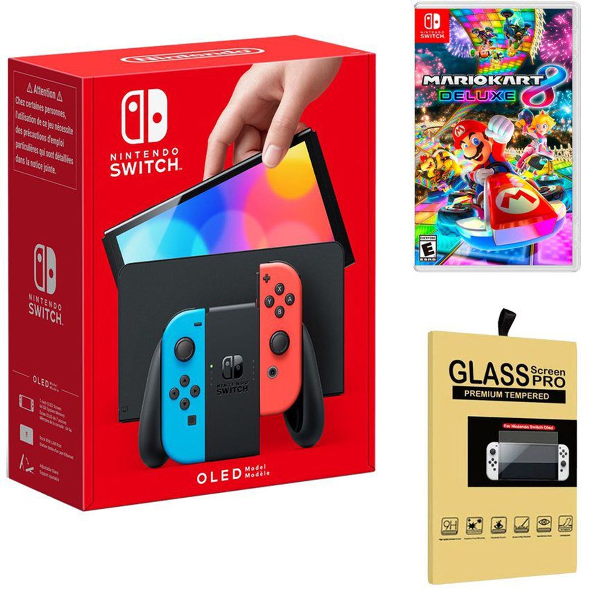 NINTENDO - Consola Nintendo Switch Oled Neón + Mario Kart 8 Deluxe + Mica.