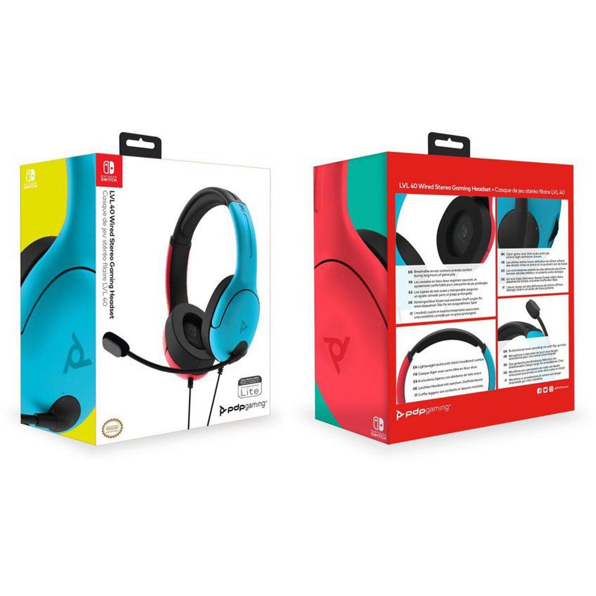 PDP - Audifonos lvl40 wired stereo gaming headset neon nintendo switch
