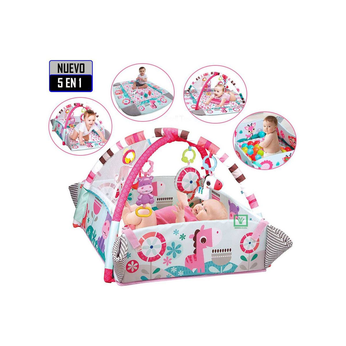 IDEAL - Gimnasio musical 5 en 1 con pelotas rosa