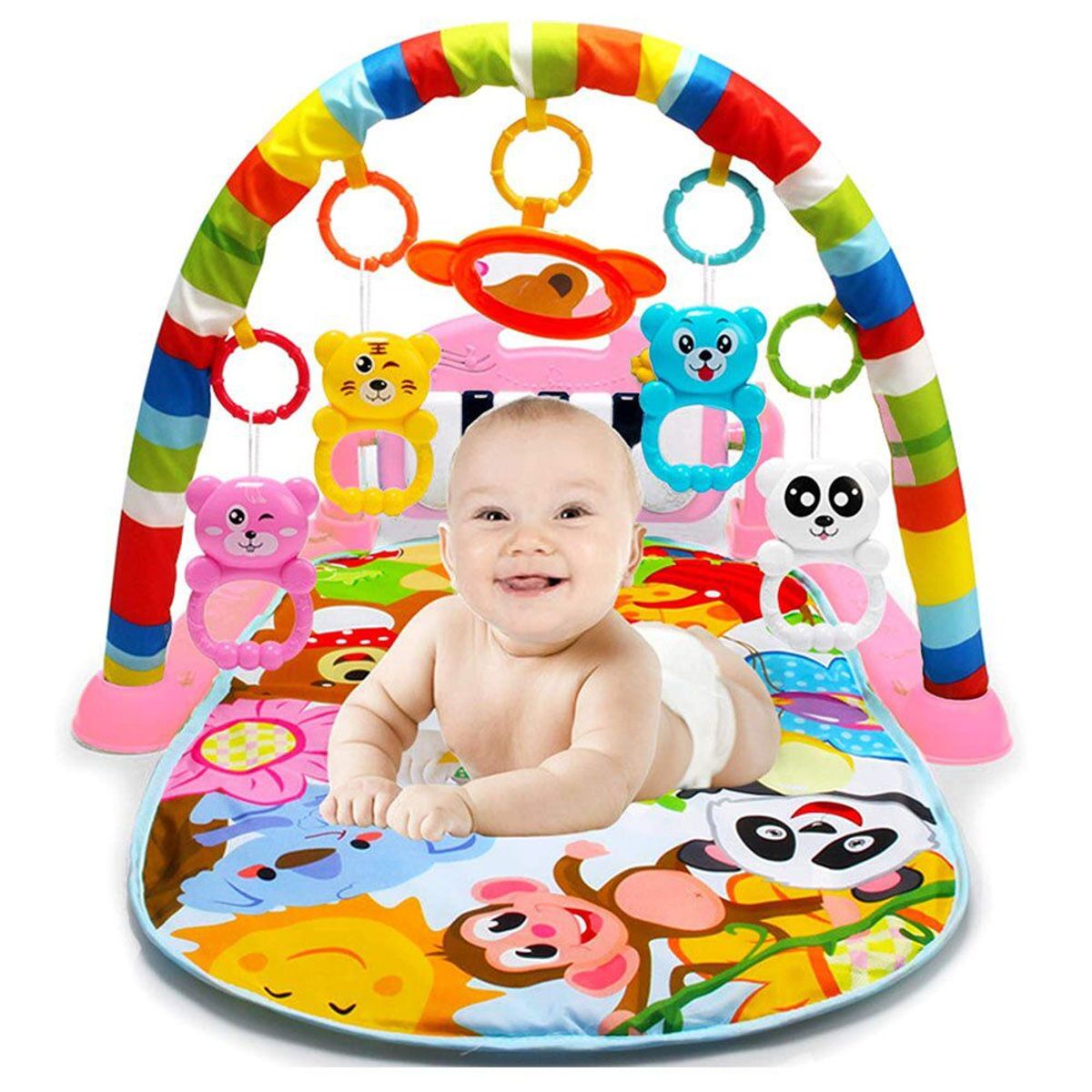 BABY WORLD - Gimnasio de Bebe con Piano Para Patear Rosado