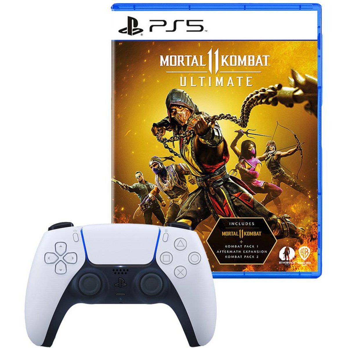 SONY - Mando Playstation 5 Dualsense Blanco + Mortal Kombat 11 Ultimate