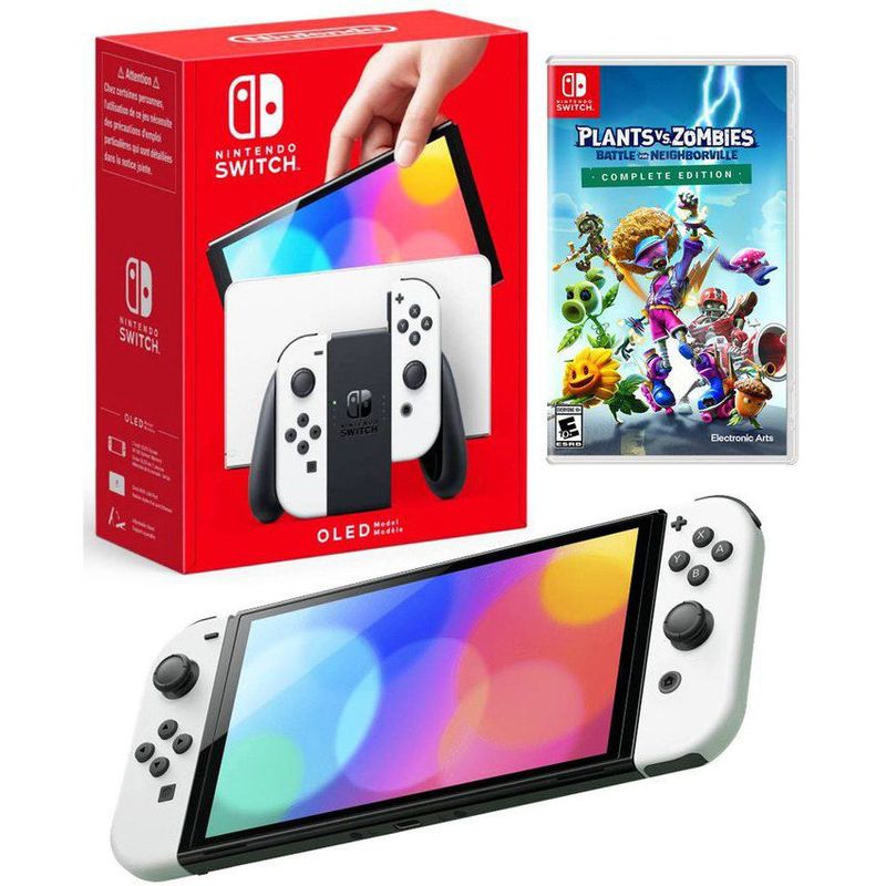 NINTENDO - Consola Nintendo Switch Oled Blanco + Plants vs Zombies 3.