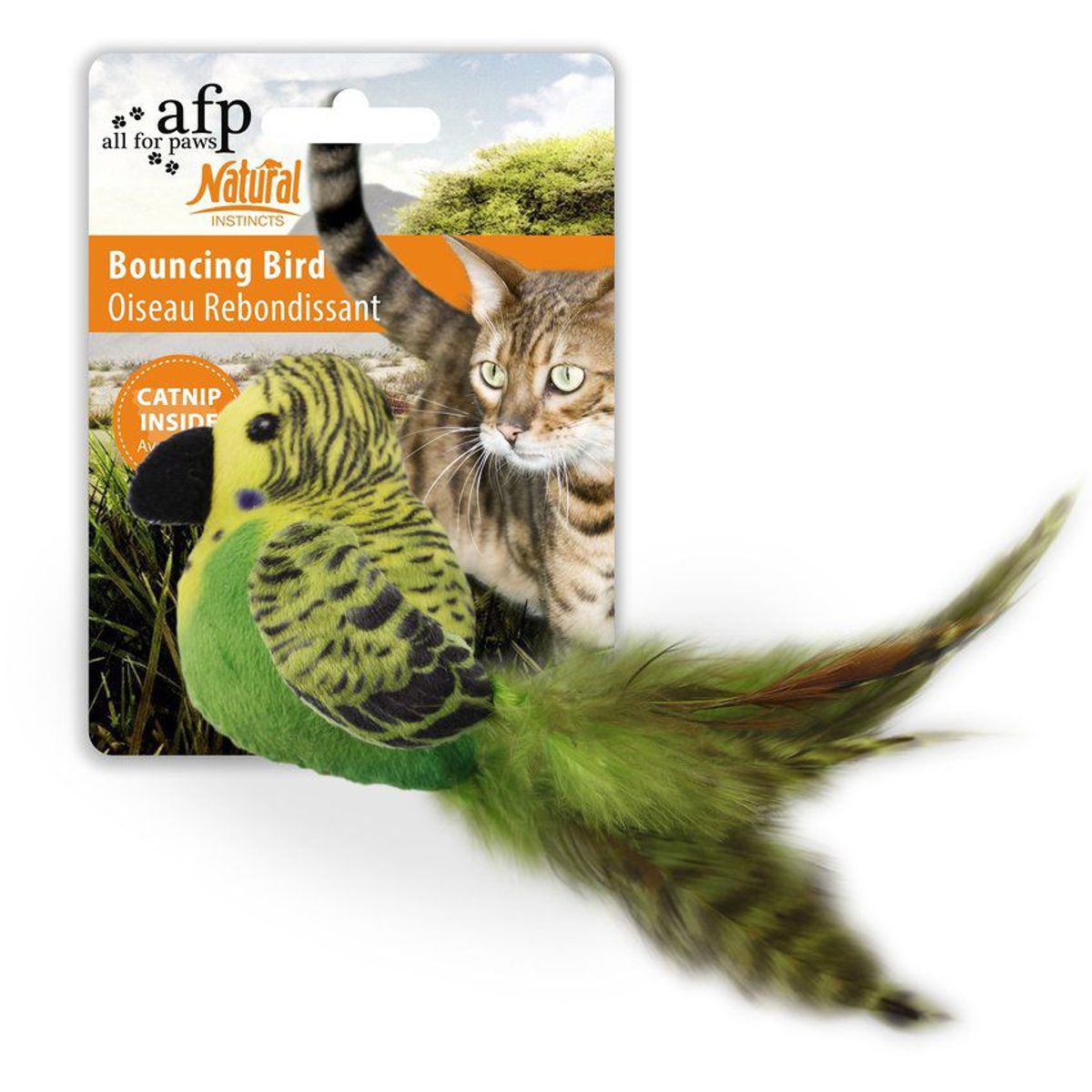 ALL FOR PAWS - Juguete para gatos pajaro verde con catnip