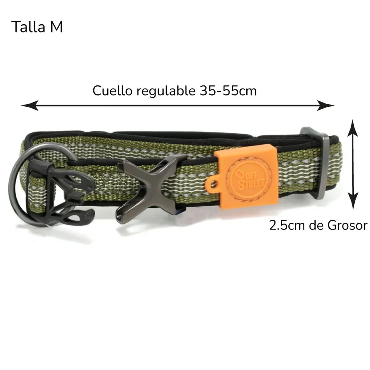 ALL FOR PAWS - Collar reflectivo para perros 3m olive green - M