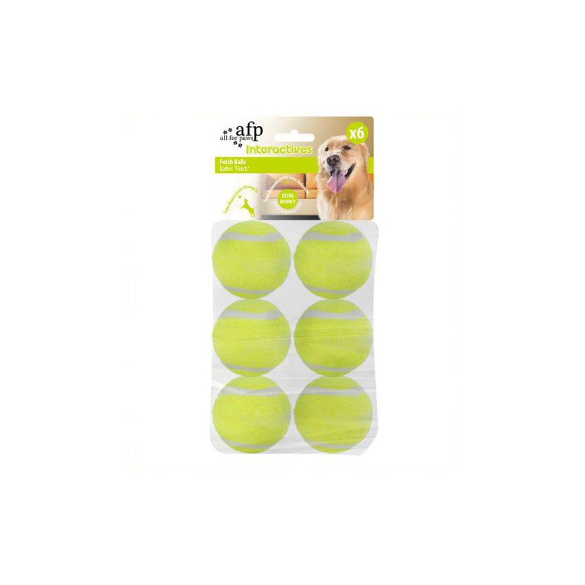 ALL FOR PAWS - Pack de 6 pelotas tenis - para perros