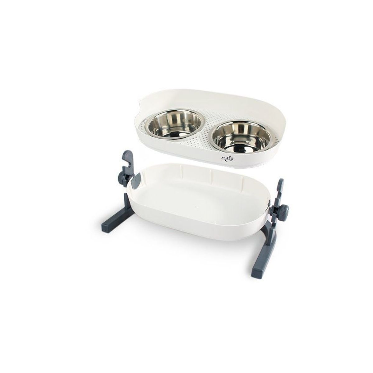 ALL FOR PAWS - Plato para perros y gatos doble elevado y regulable - medium