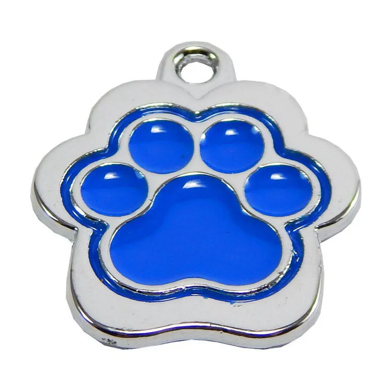 CAT OH - Placa de identificación para perro con grabado pequeño - huella azul