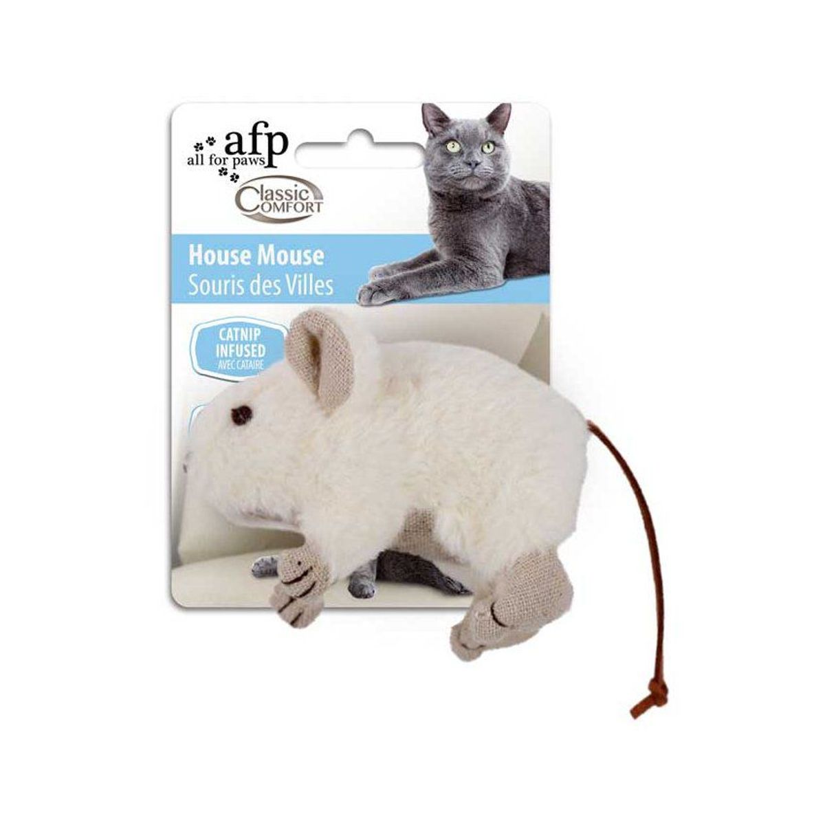 ALL FOR PAWS - Juguete para gatos en forma de ratón casero - blanco