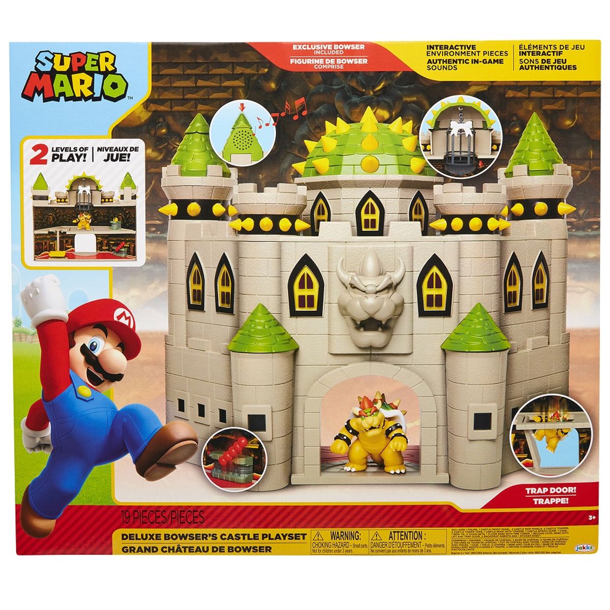 JAKKS PACIFIC - Playset Super Mario Bros - Castillo Deluxe de Bowser