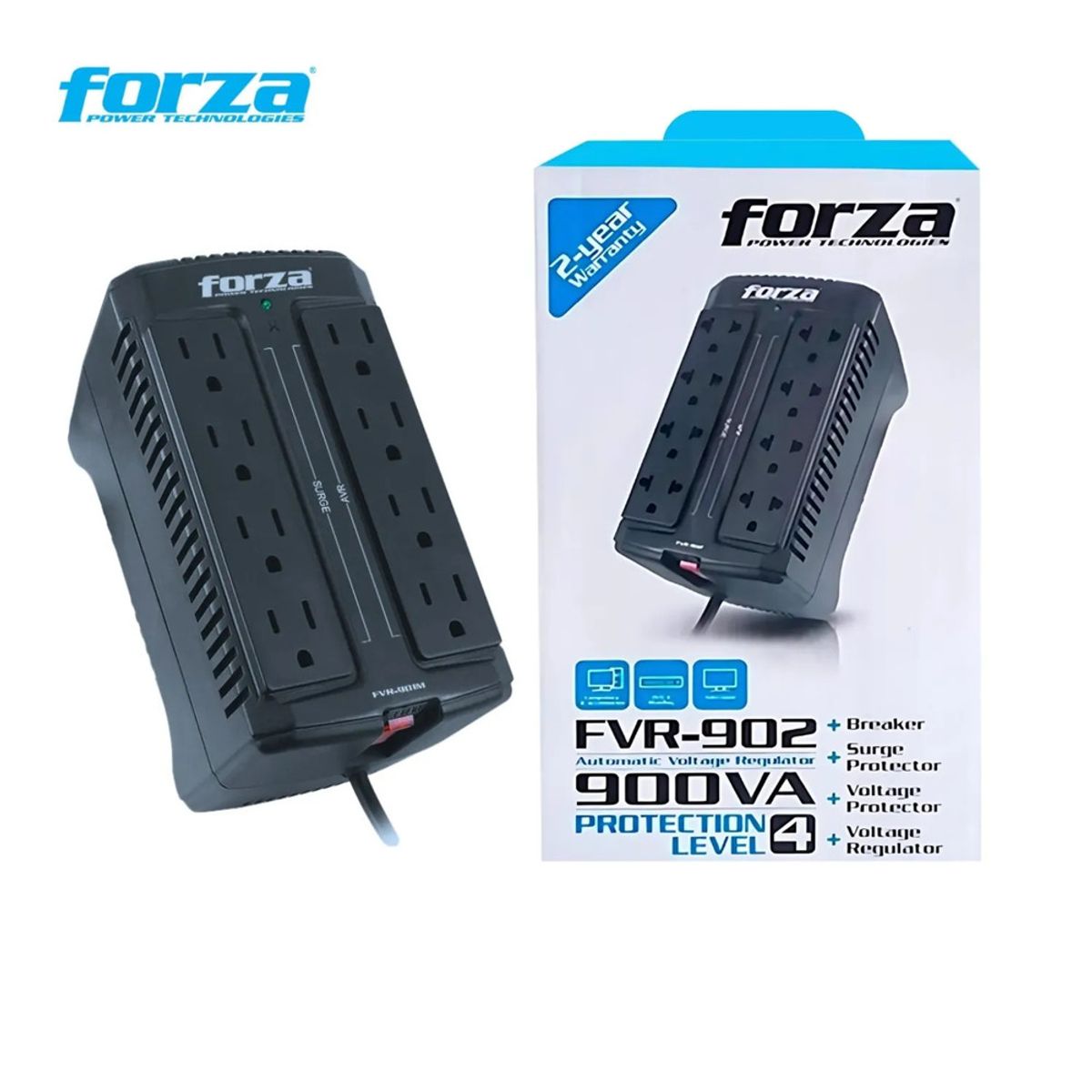 FORZA - ESTABILIZADOR FORZA 8 TOMAS/900VA