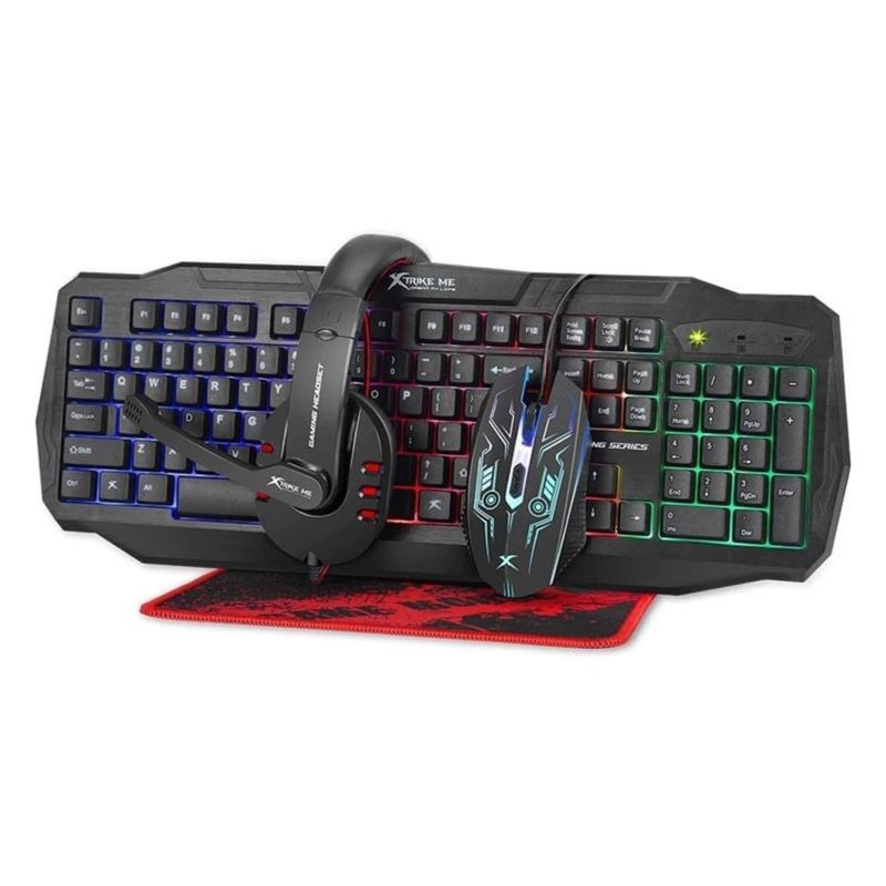 XTRIKE ME - Combo Gamer 4 en 1 Teclado Audifonos MousePad Mouse Xtrike Me CM-406