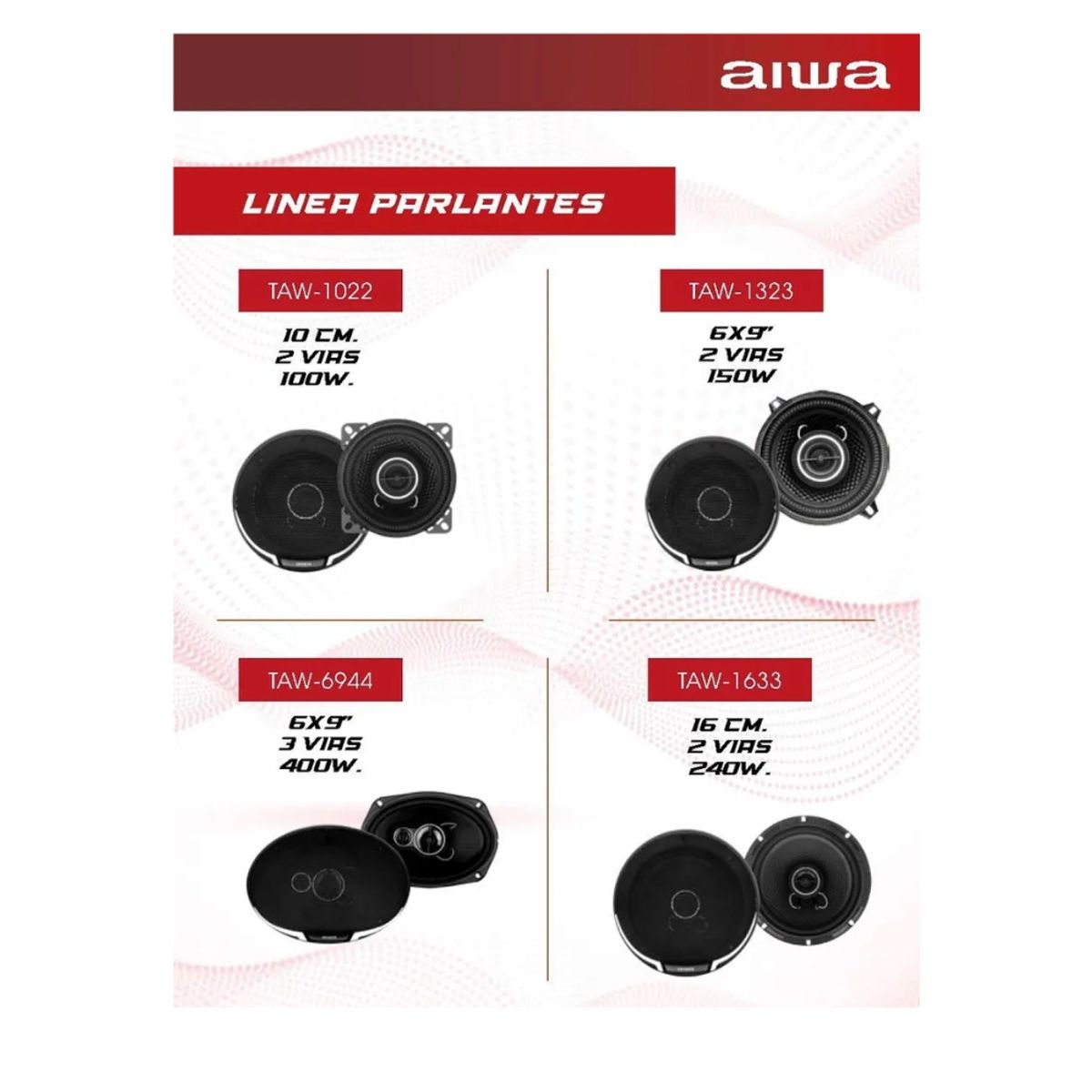 AIWA - Parlantes Para Auto Aiwa 2 Vias 16 Cm 200 Watts Taw-1633