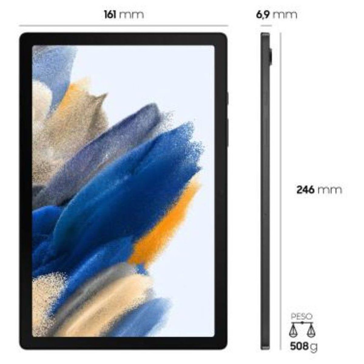 SAMSUNG - Tablet samsung sm-x200 galaxy tab a8 10.5" 1200 x 1920 wi-fi 3gb 32gb android 11 gris oscuro.