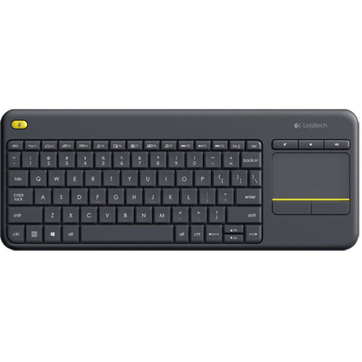 LOGITECH - Teclado inalámbrico logitech k400 plus receptor usb  touch pad pc/tv