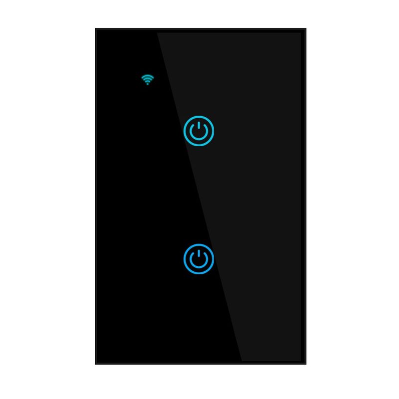 OEM - Interruptor Inteligente Wifi Táctil 2 Botones Con/Sin Neutro Negro