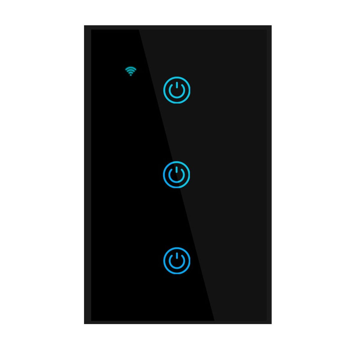 OEM - Interruptor Inteligente Wifi Táctil 3 Botones Con/Sin Neutro Negro
