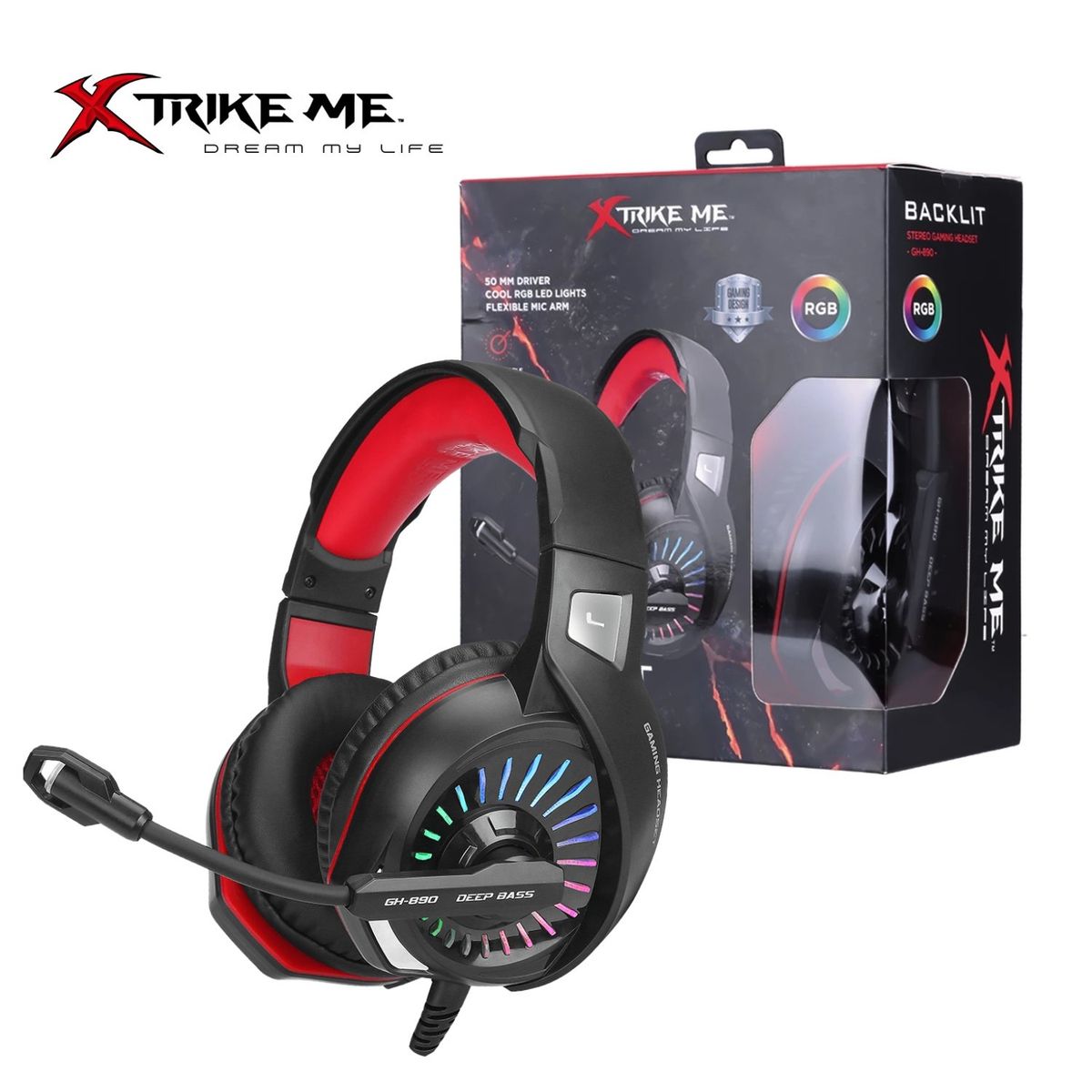 XTRIKE ME - Audifonos Gamer RGB con Micrófono Xtrike Me GH-890 PC PS4
