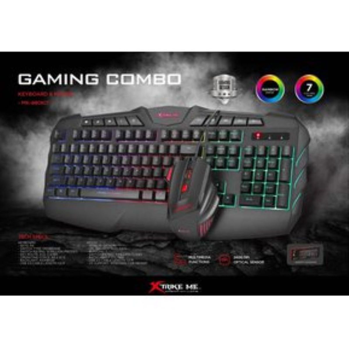 XTRIKE ME - Combo Gamer Teclado 114 Teclas + Mouse 7B 2400 Dpi MK-880 Xtrike Me