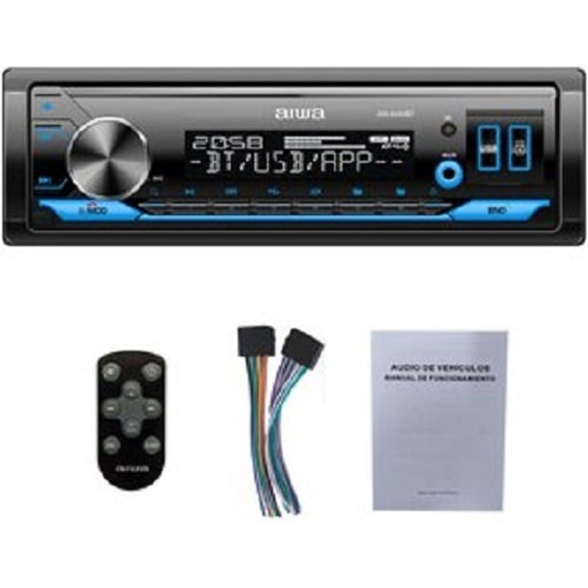 AIWA - AUTORADIO 1DIN DESMONTABLE BLUETOOTH USBX2 ILUMINACION 7 COLORES