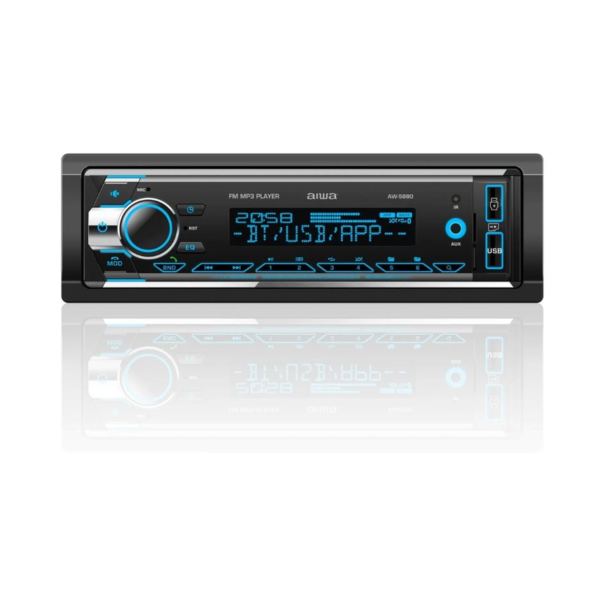 AIWA - AUTORADIO 1 DIN DESMONTABLE BLUETOOTH MP3 USB 7 COLORES AW-5880BT