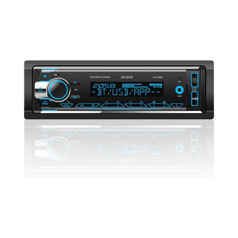 AIWA - AUTORADIO 1 DIN DESMONTABLE BLUETOOTH MP3 USB 7 COLORES AW-5880BT
