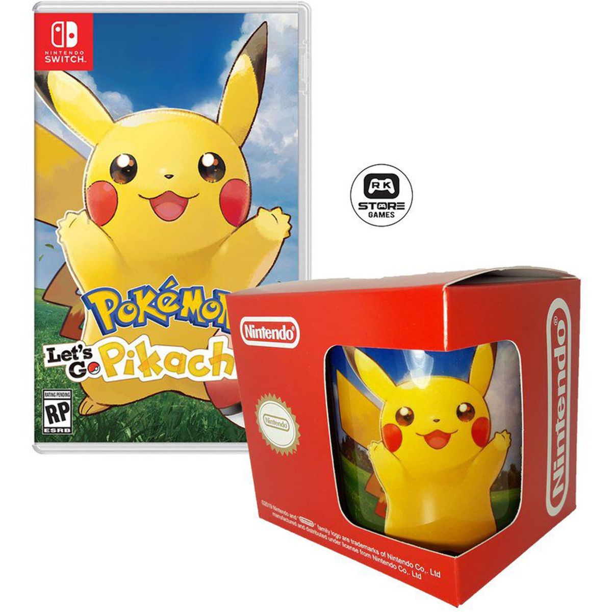 NINTENDO - Pokemon lets go pikachu nintendo switch  +taza