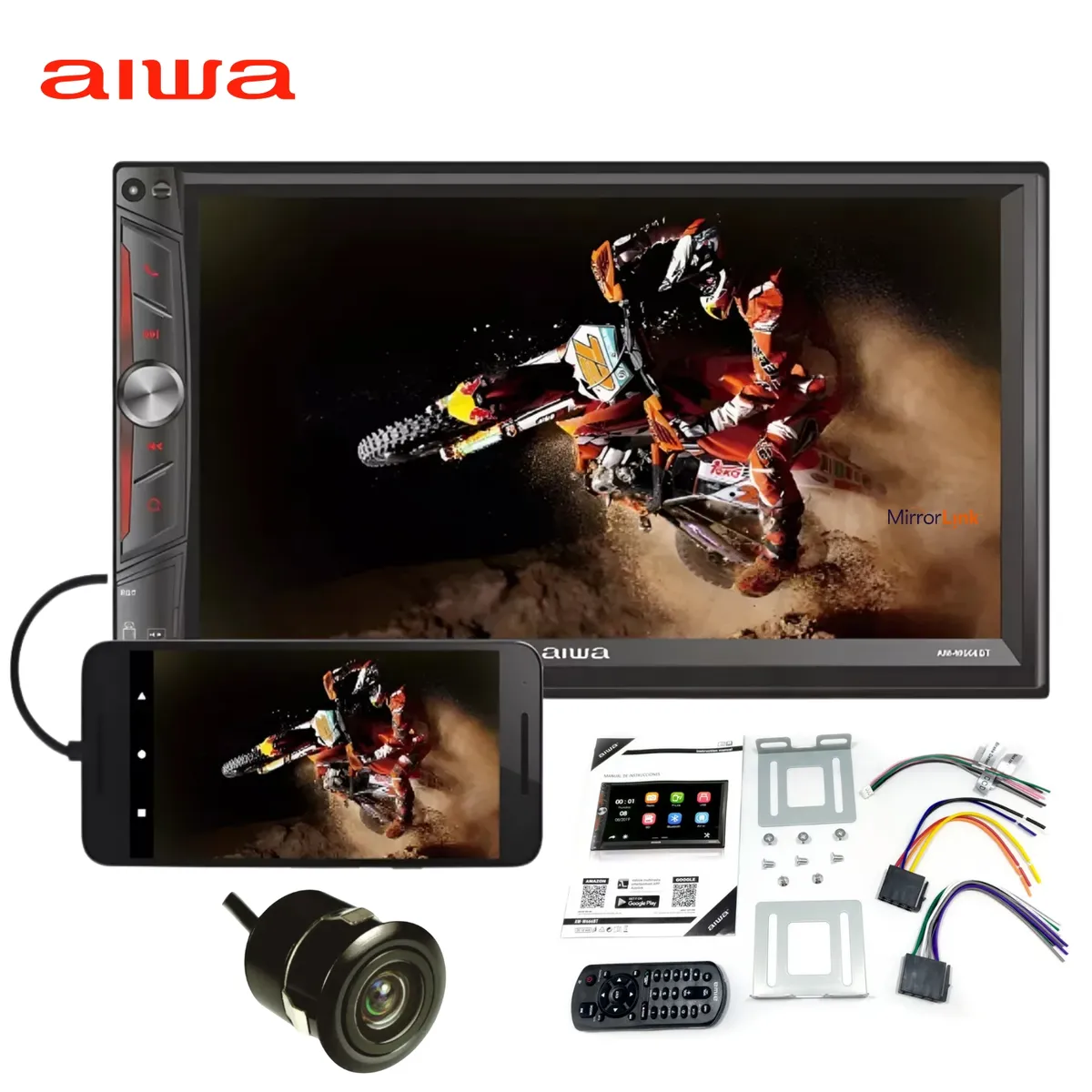 AIWA - Autoradio Bluetooth Mirrorlink Pantalla HD 7 pulgadas AW-W666BT
