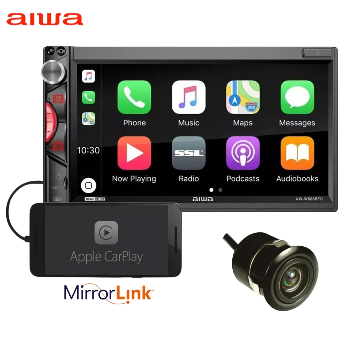AIWA - Autoradio Aiwa Pantalla HD 7 Bluetooth Mirrorlink AW-W888BTC