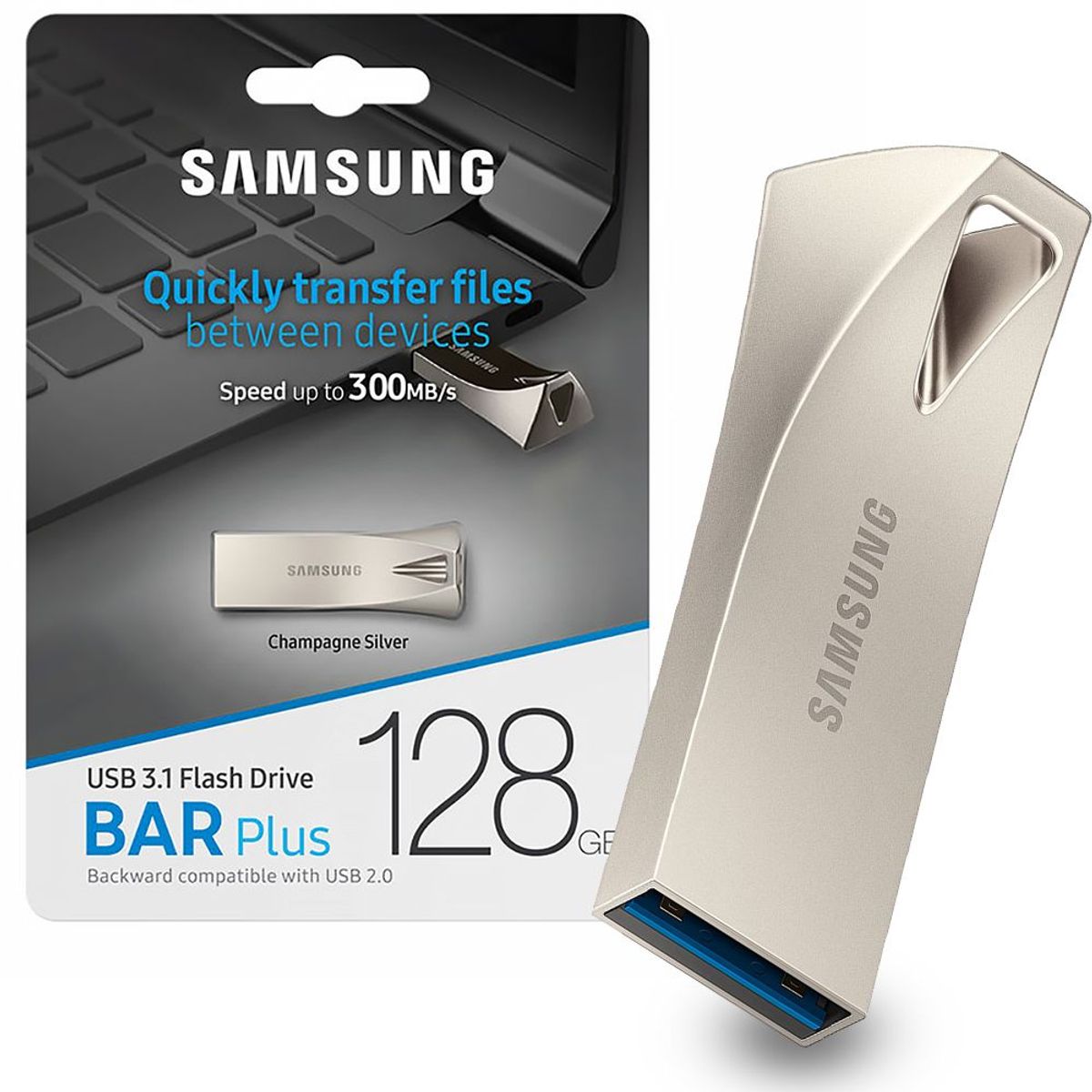 SAMSUNG - Samsung BAR Plus USB128GB 300Mbps Memoria Metal Universal