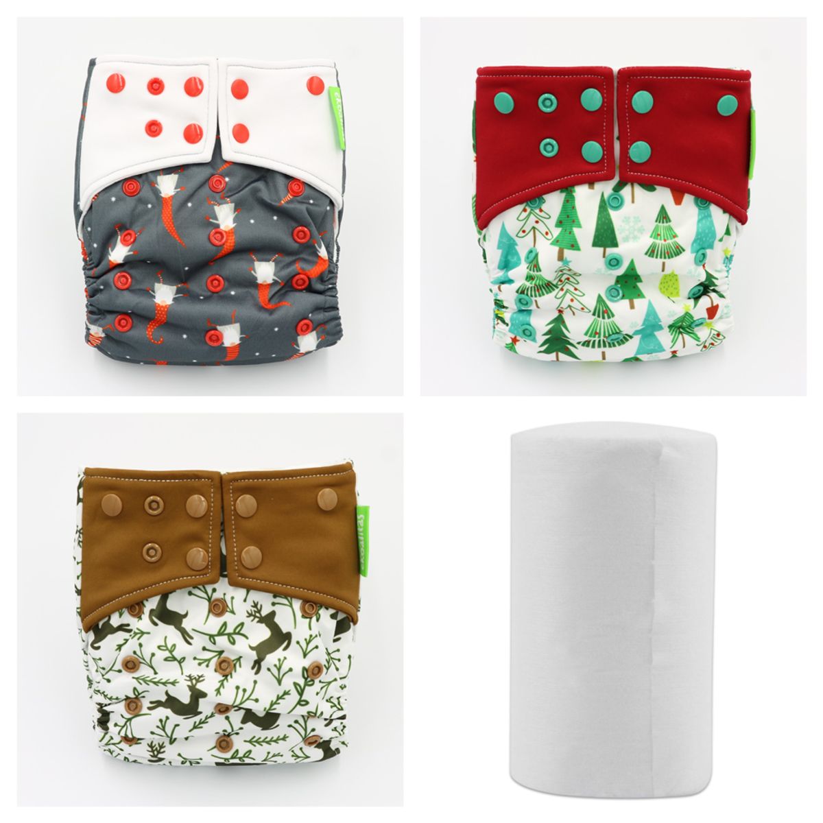 EKOALITAS - Pack 3 Pañales de Tela Unitalla Básico-Navidad