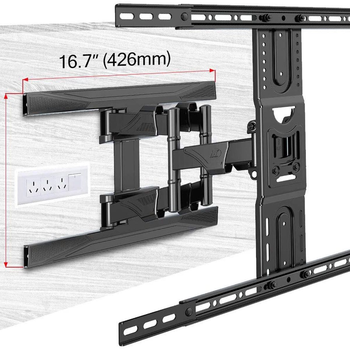 NB NORTH BAYOU - Rack Soporte de Pared Para TV Giratorio Articulado Doble Brazo NB P6