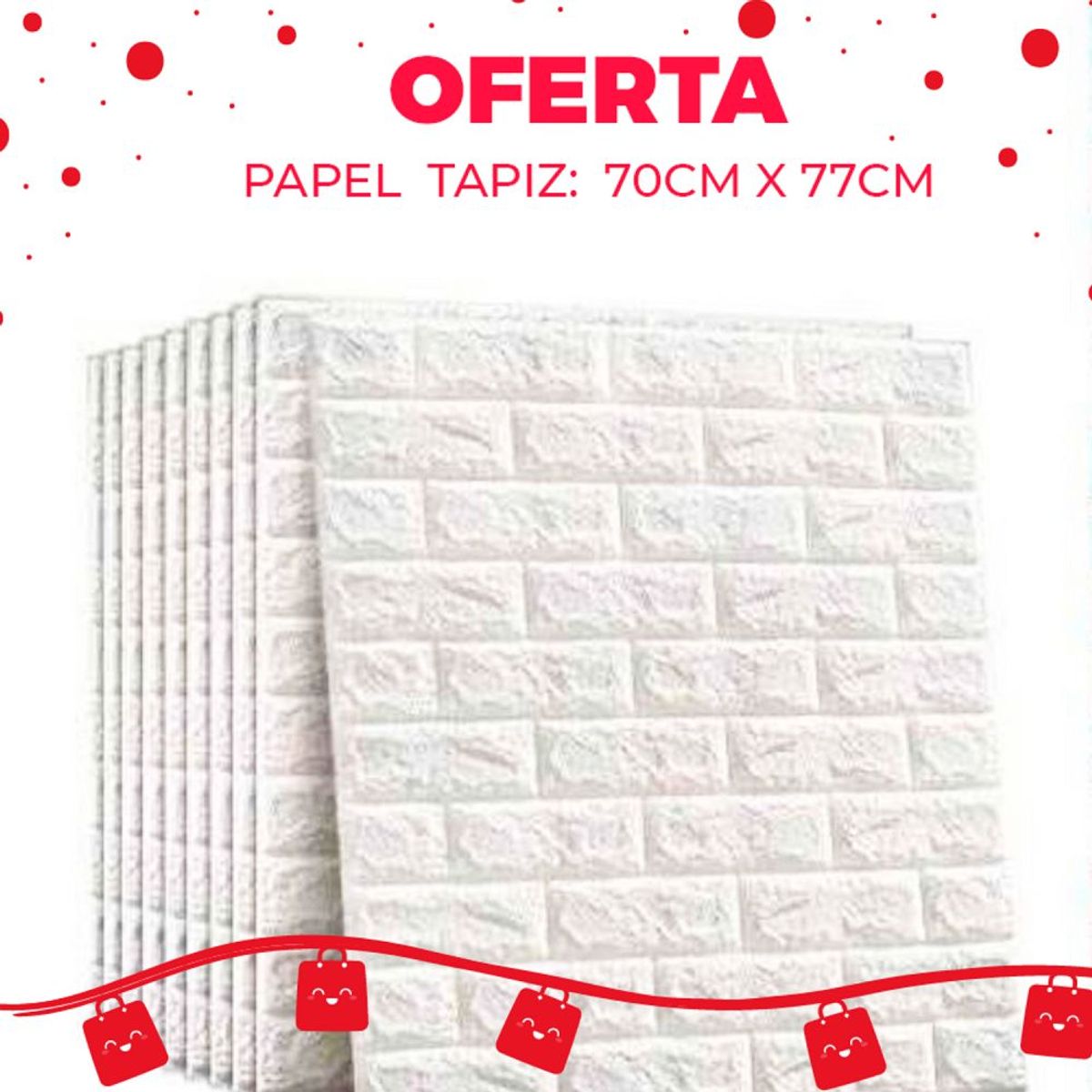 GENERICO - Papel Tapiz mural 3D Autoadhesivo Diseño Ladrillo 70x77cm