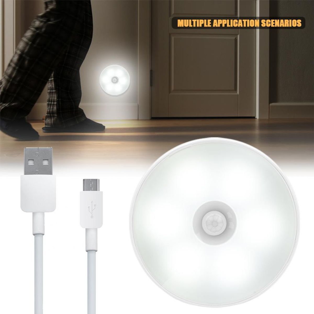 FOCO LED SENSOR DE MOVIMIENTO RECARGABLE CARGA USB INALAMBRICO, marca SM - Foto Principal