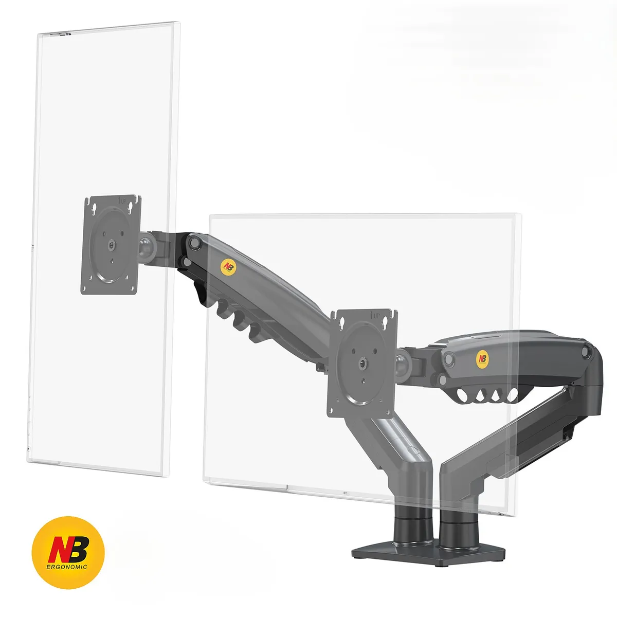 NB NORTH BAYOU - Rack Soporte Flexigas Ergonómico de Mesa Para Dos Monitores NB F160