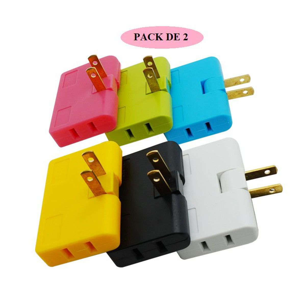 GENERICO - Pack de 2 - Adaptador Enchufe Triple Giratorio  Multienchufe