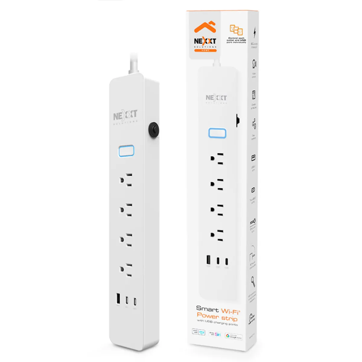 Nexxt Solutions - Regleta Inteligente Nexxt con conectores Usb NHP-E710