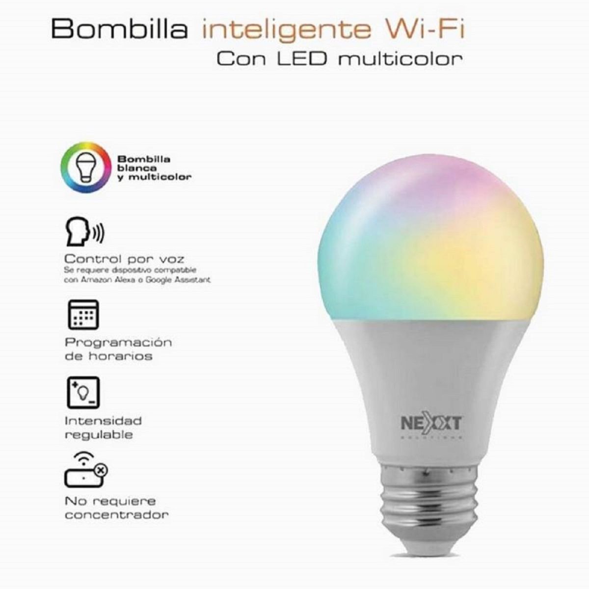 NEXXT SOLUTIONS - FOCO LED INTELIGENTE NEXXT MULTICOLOR NHB-C120 2PK