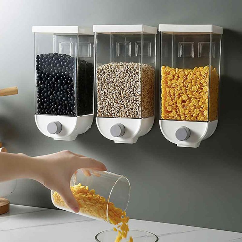 SM - Dispensador de cereales menestras y más de pared para cocina-BLANCO