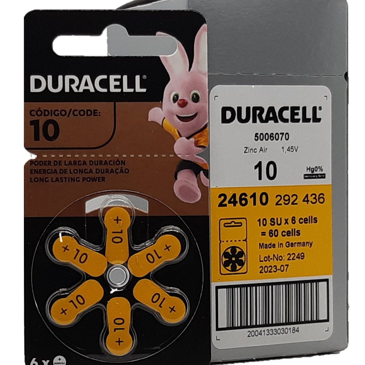 DURACELL - CAJA DE 60 PILAS PARA AUDIFONOS MEDICADOS DURACELL 10