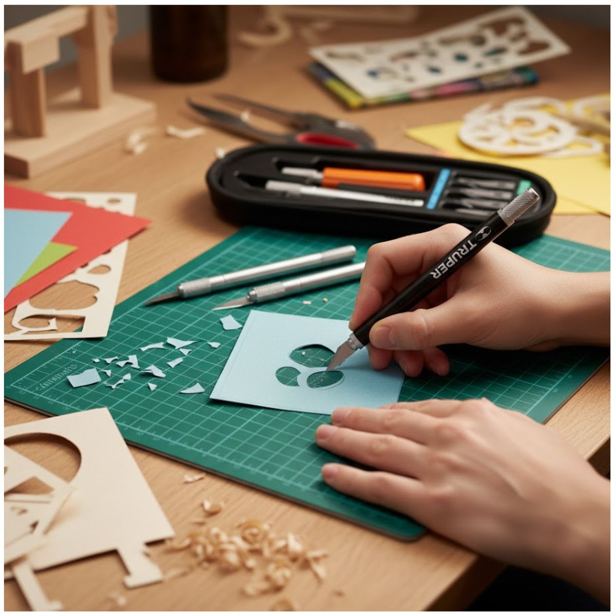 TRUPER - Juego Cutter precisión Cuchilla Exacto Tipo Bisturí 17 Piezas